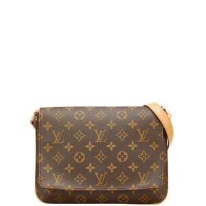LOUIS VUITTON Authentic Brown Monogram Leather Shoulder Bag